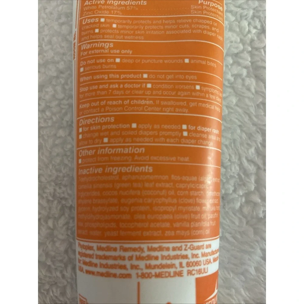 Medline Remedy Phytoplex Z-Guard Skin Protectant Paste Botanical 4 oz New